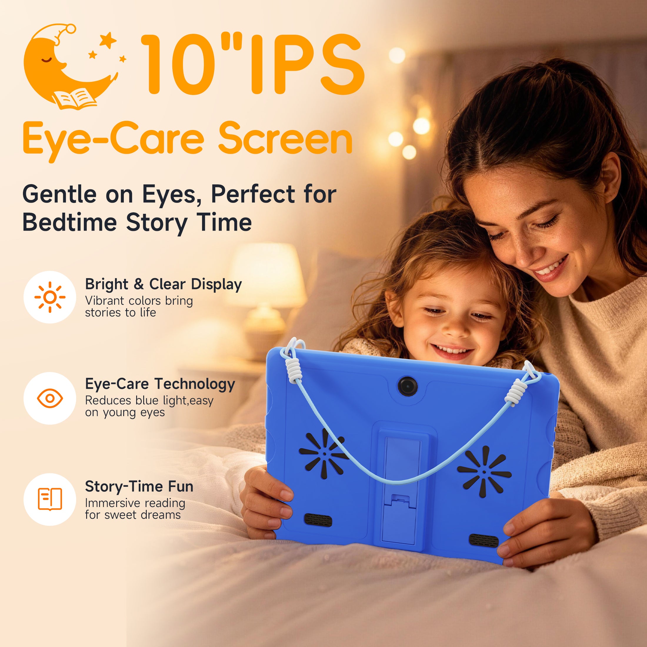 10.1" Android 15 Kids Tablet with case, 6GB+64GB Tablet with Carry Strap for kids, Parent Control, Child Education Tablet for Toddler
