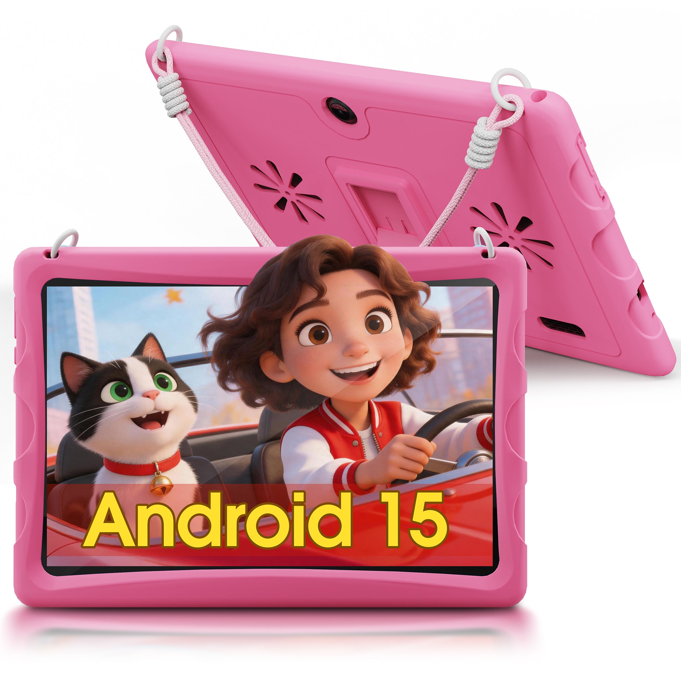 10.1" Android 15 Kids Tablet with case, 6GB+64GB Tablet with Carry Strap for kids, Parent Control, Child Education Tablet for Toddler