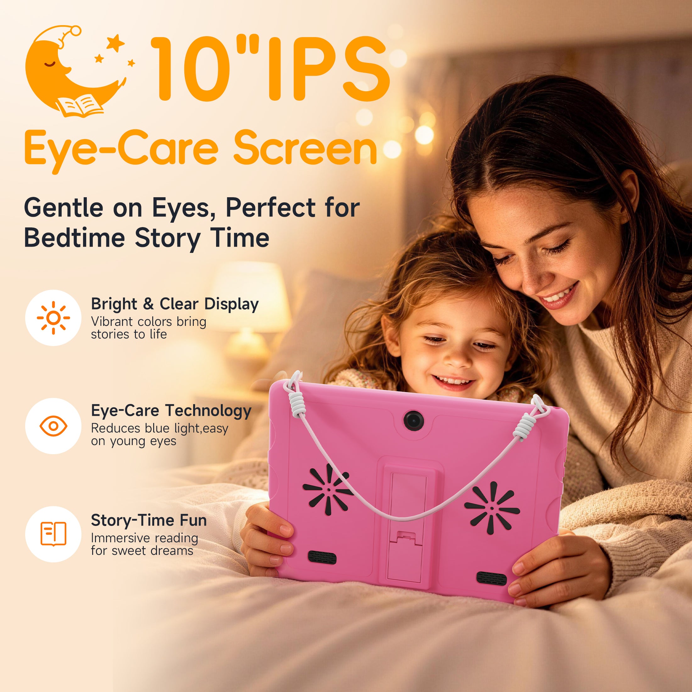 10.1" Android 15 Kids Tablet with case, 6GB+64GB Tablet with Carry Strap for kids, Parent Control, Child Education Tablet for Toddler
