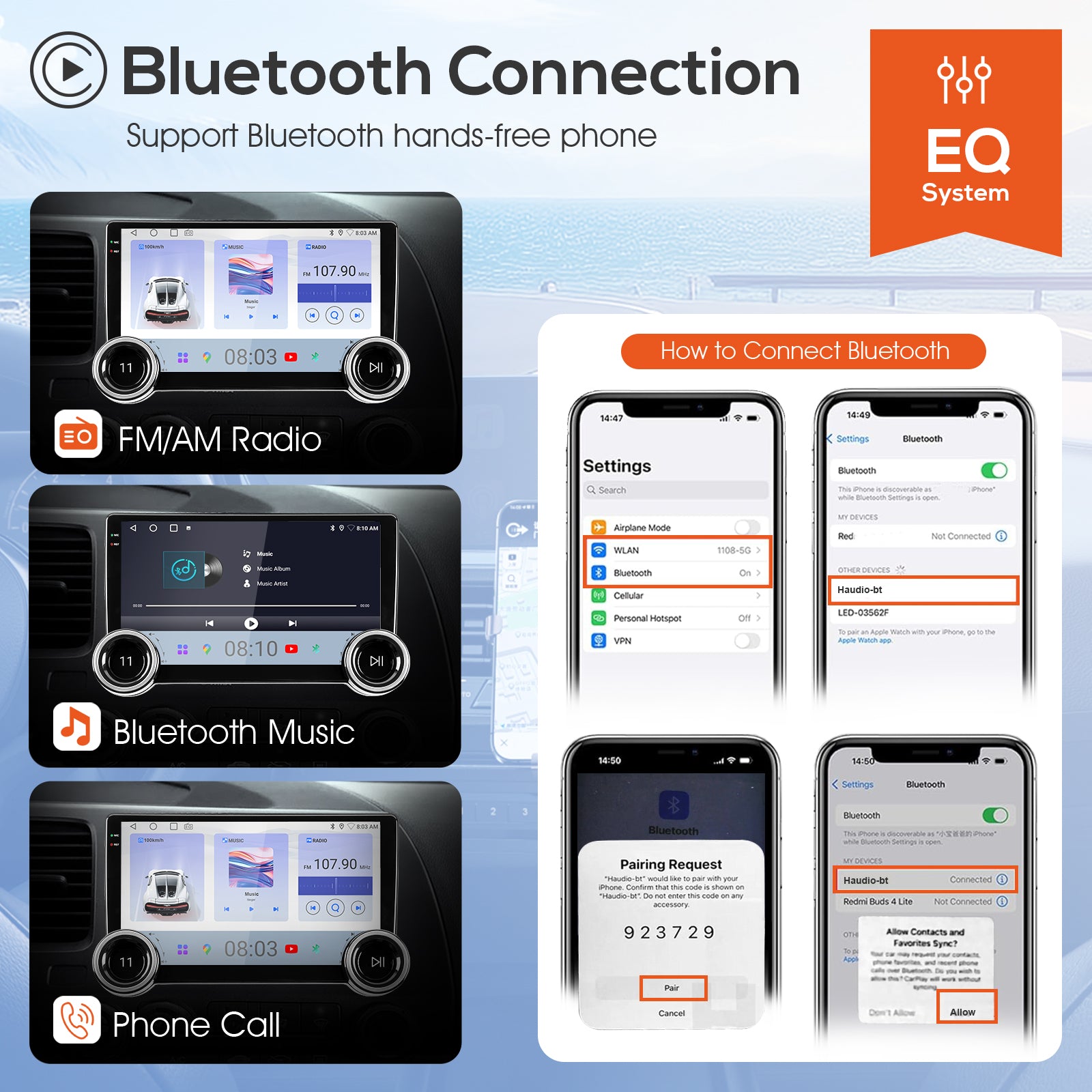 Radio para coche Huadio CVD1529-AJ de 10" con doble DIN