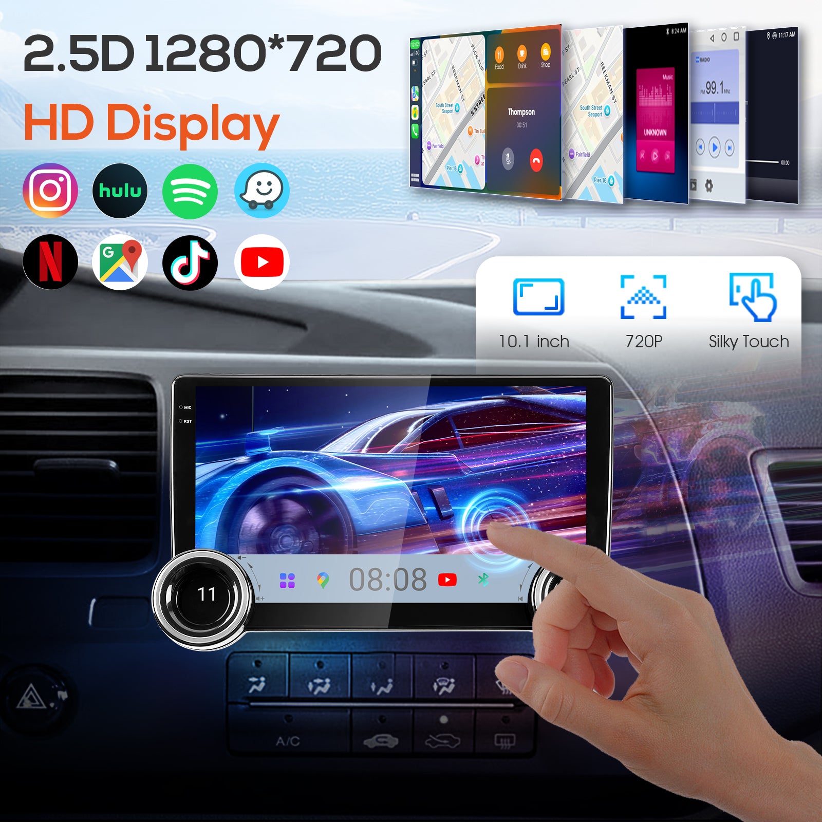 Radio para coche Huadio CVD1529-AJ de 10" con doble DIN