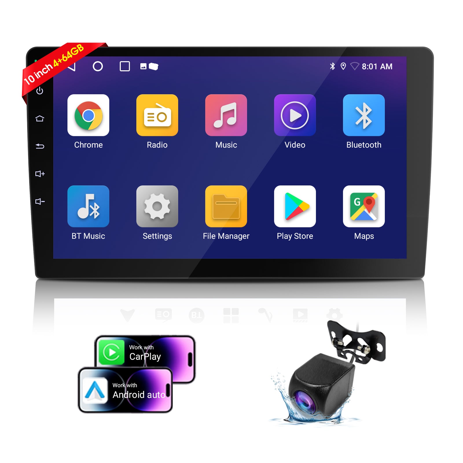 Huadio CVD1943-ZA Estéreo para coche de doble DIN de 10,1"