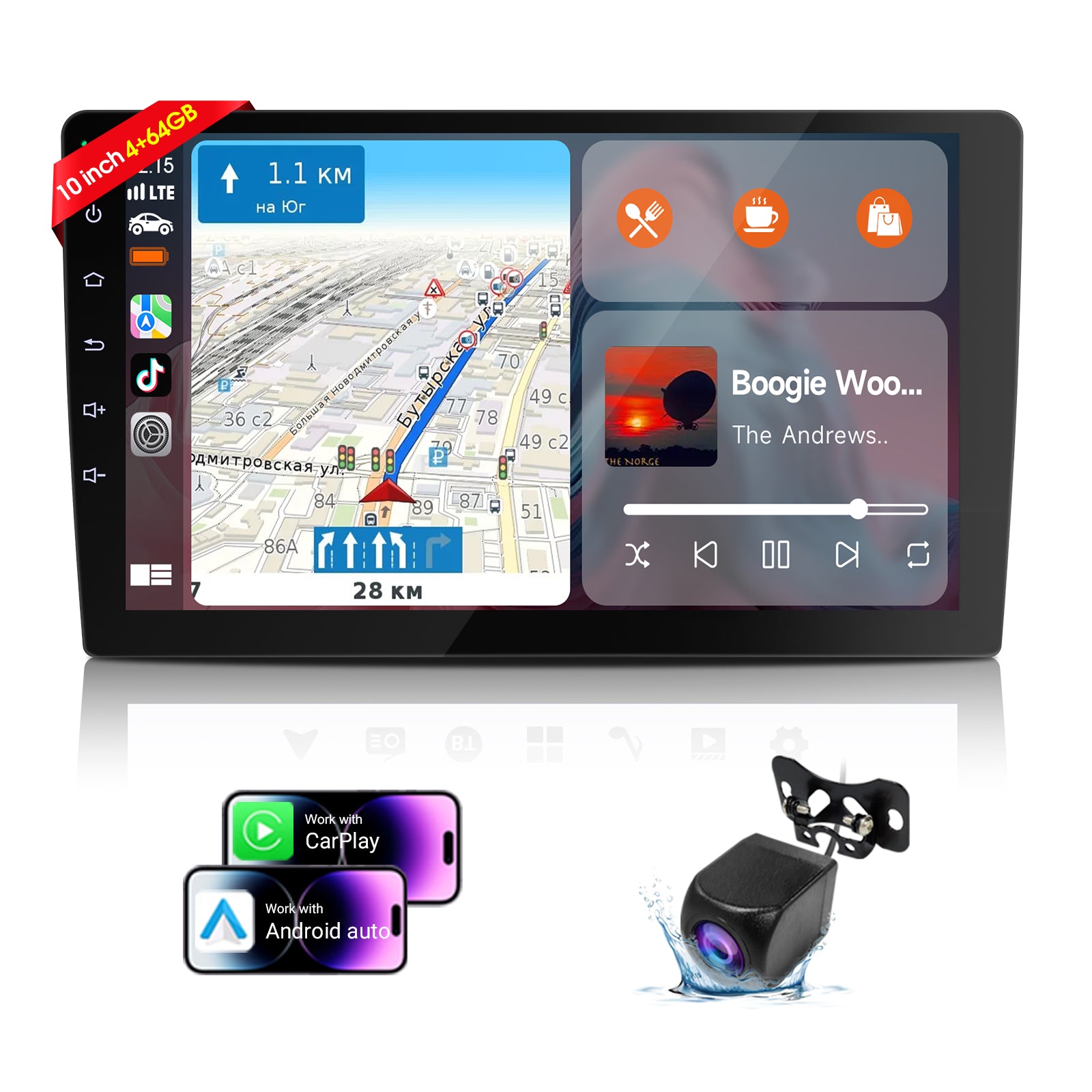 Huadio CVD1943-ZA Estéreo para coche de doble DIN de 10,1"