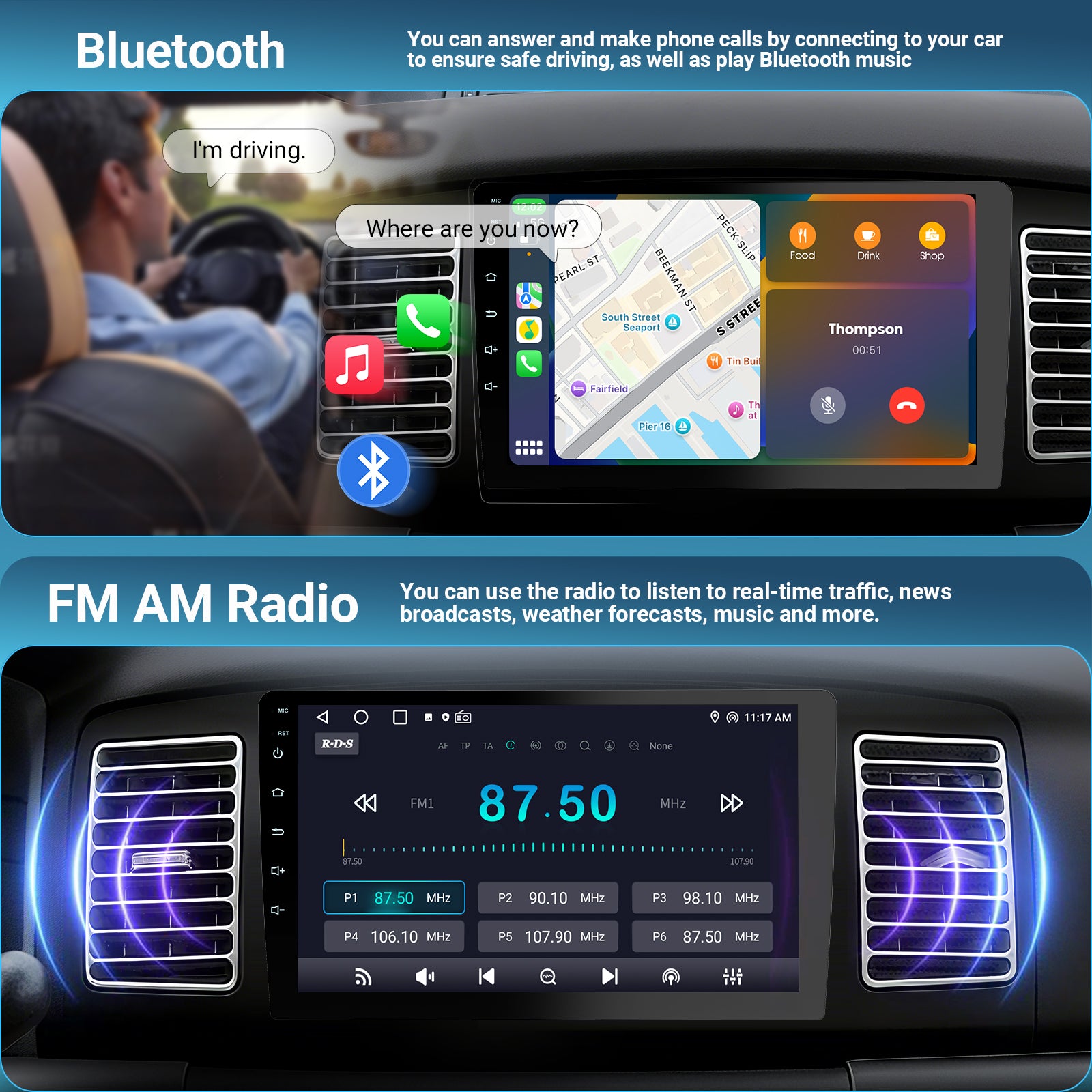 Huadio CVD1943-ZA Estéreo para coche de doble DIN de 10,1"