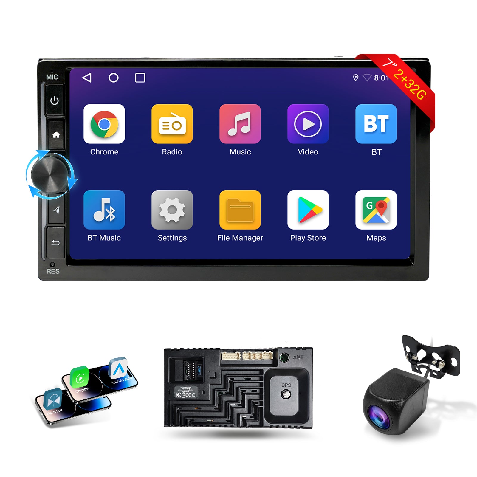 Radio Huadio CVD7496-AJ de 7" con doble DIN para la mayoría de vehículos