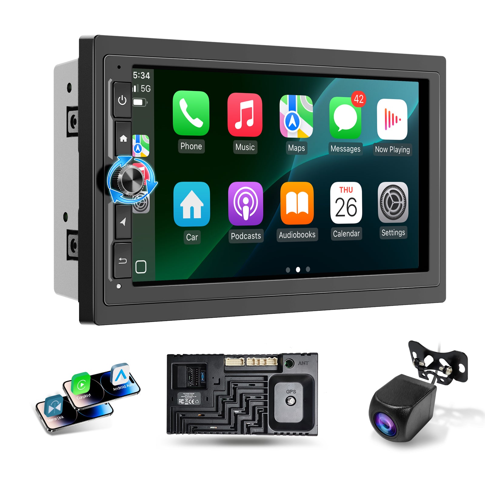 Radio Huadio CVD7496-AJ de 7" con doble DIN para la mayoría de vehículos