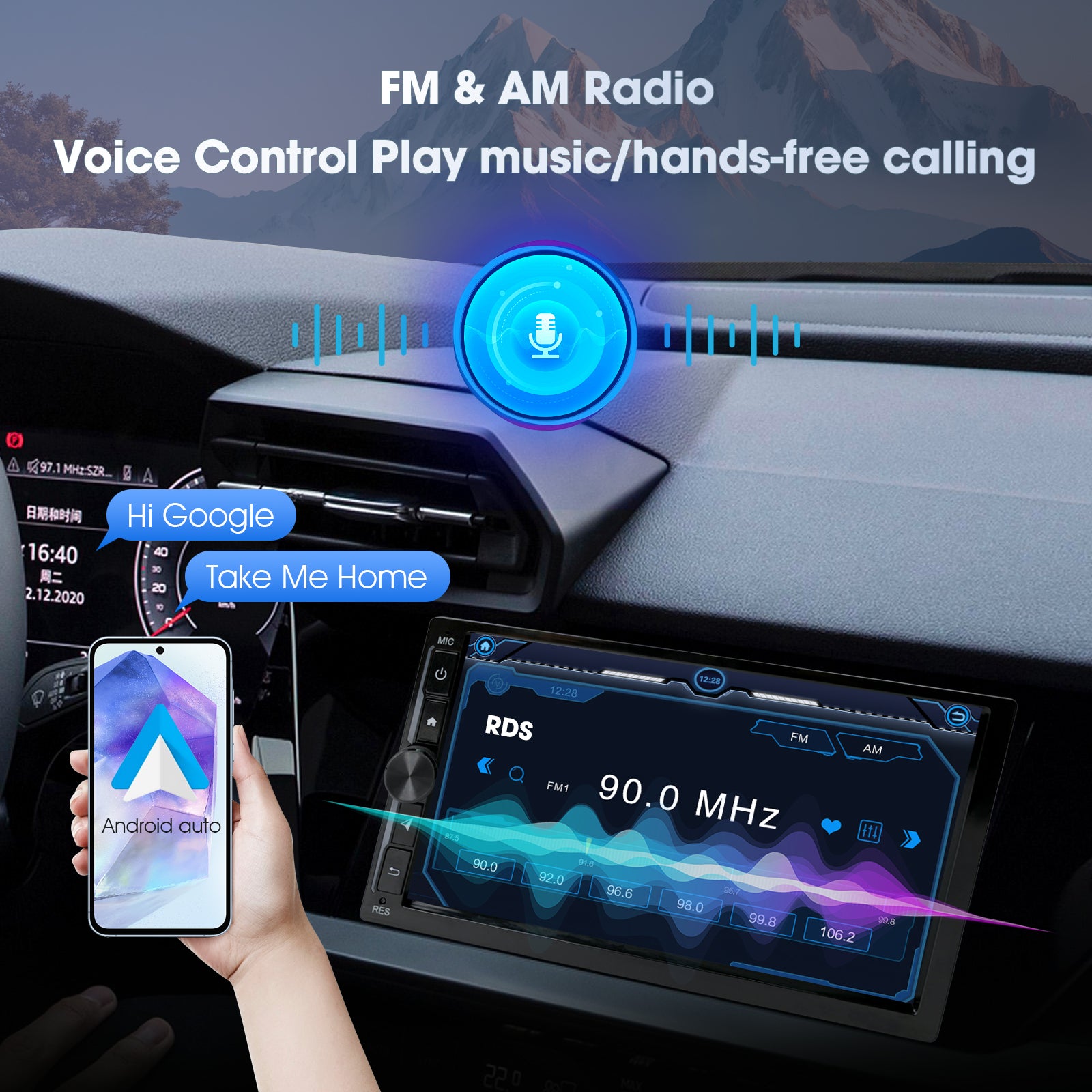 Radio Huadio CVD7496-AJ de 7" con doble DIN para la mayoría de vehículos