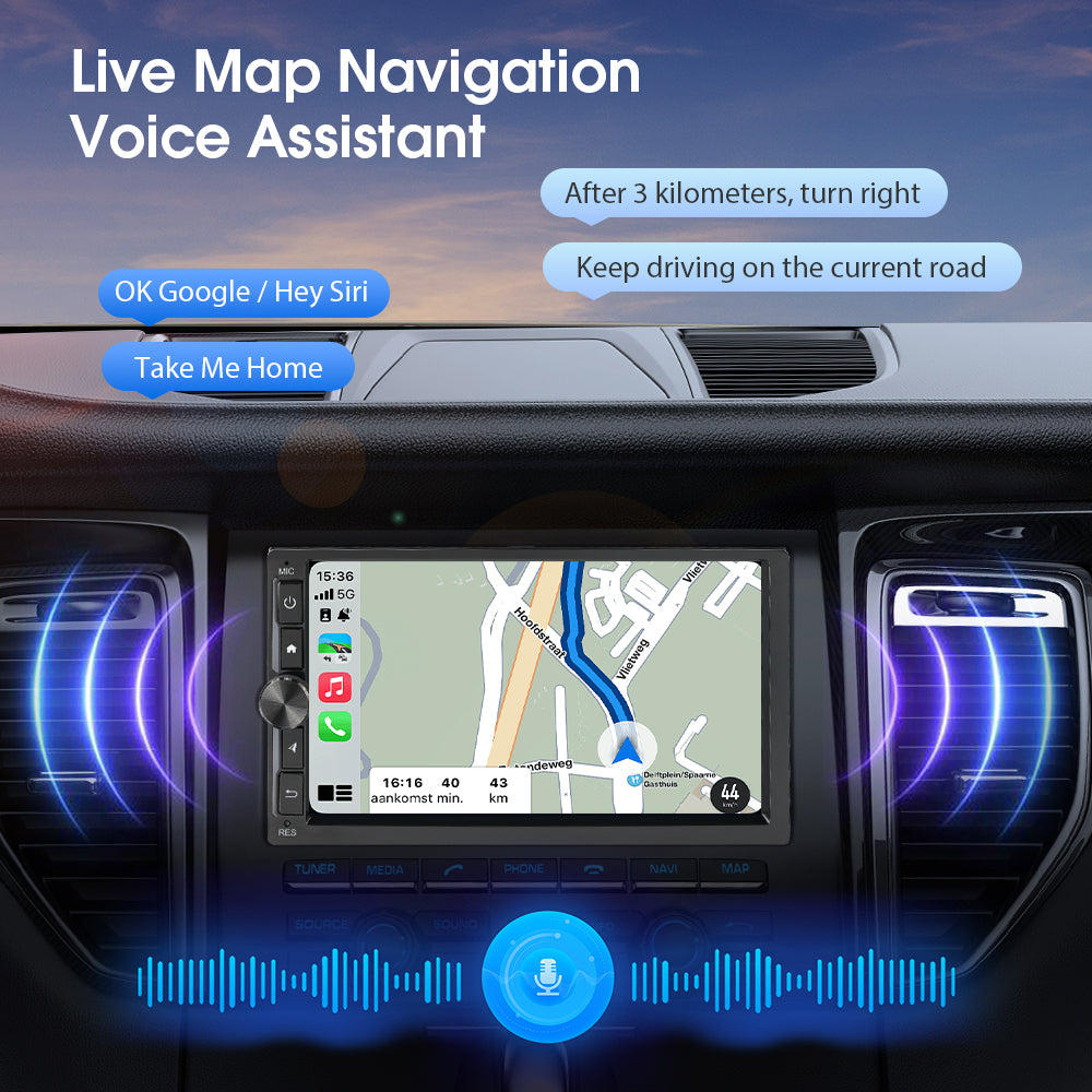 Radio Huadio CVD7496-AJ de 7" con doble DIN para la mayoría de vehículos