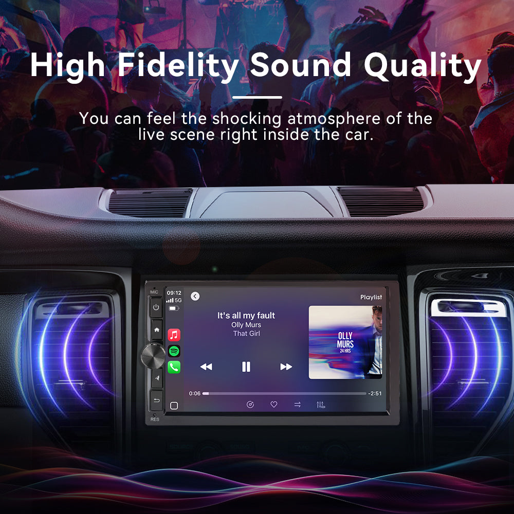 Radio Huadio CVD7496-AJ de 7" con doble DIN para la mayoría de vehículos