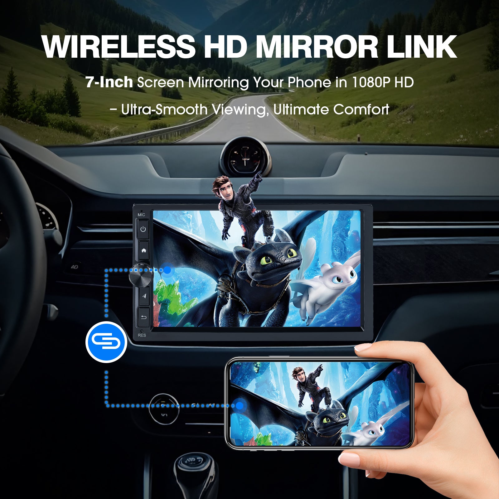 Radio Huadio CVD7496-AJ de 7" con doble DIN para la mayoría de vehículos