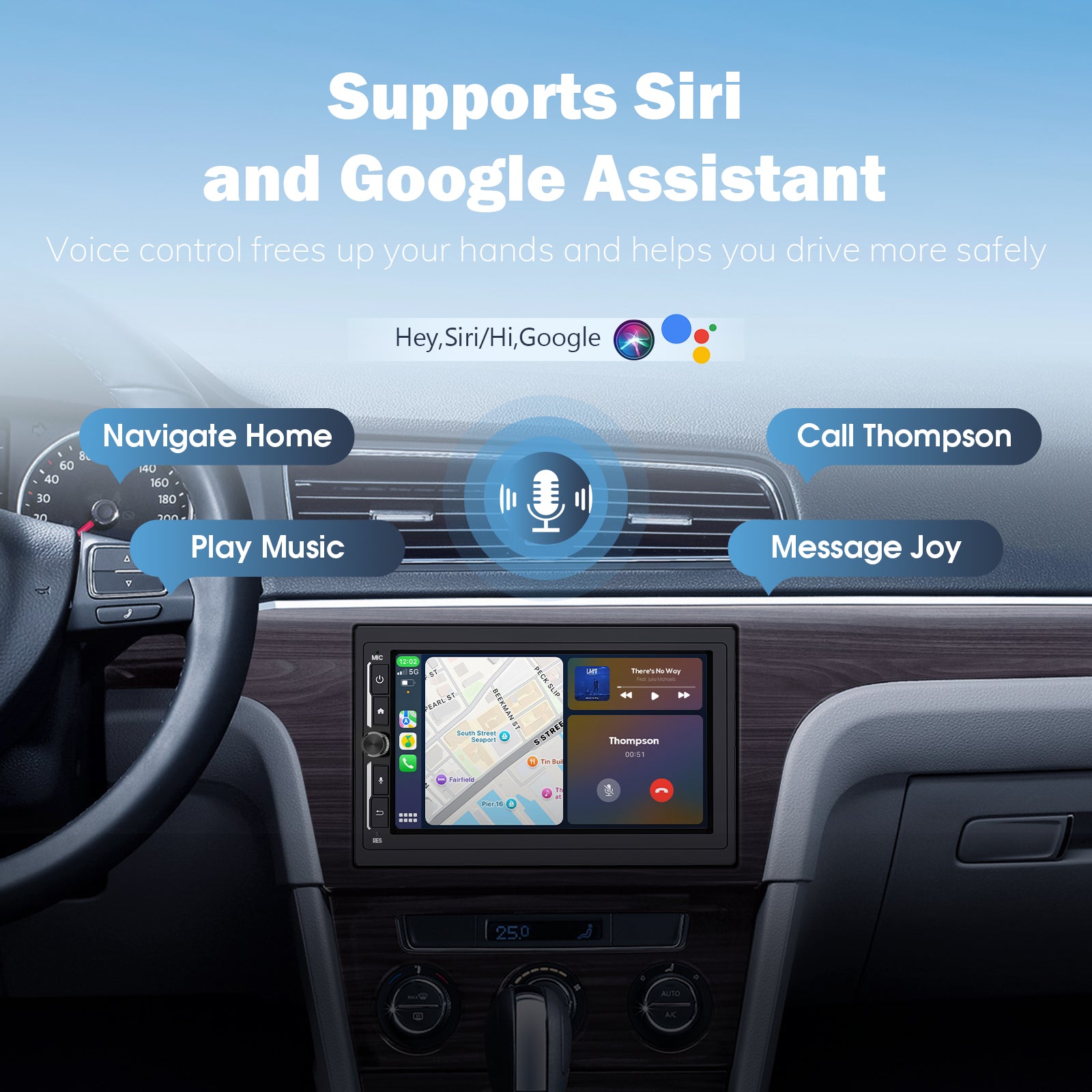 Huadio CVD7496-MD 7" Double Din Car Stereo For Most Vehicles