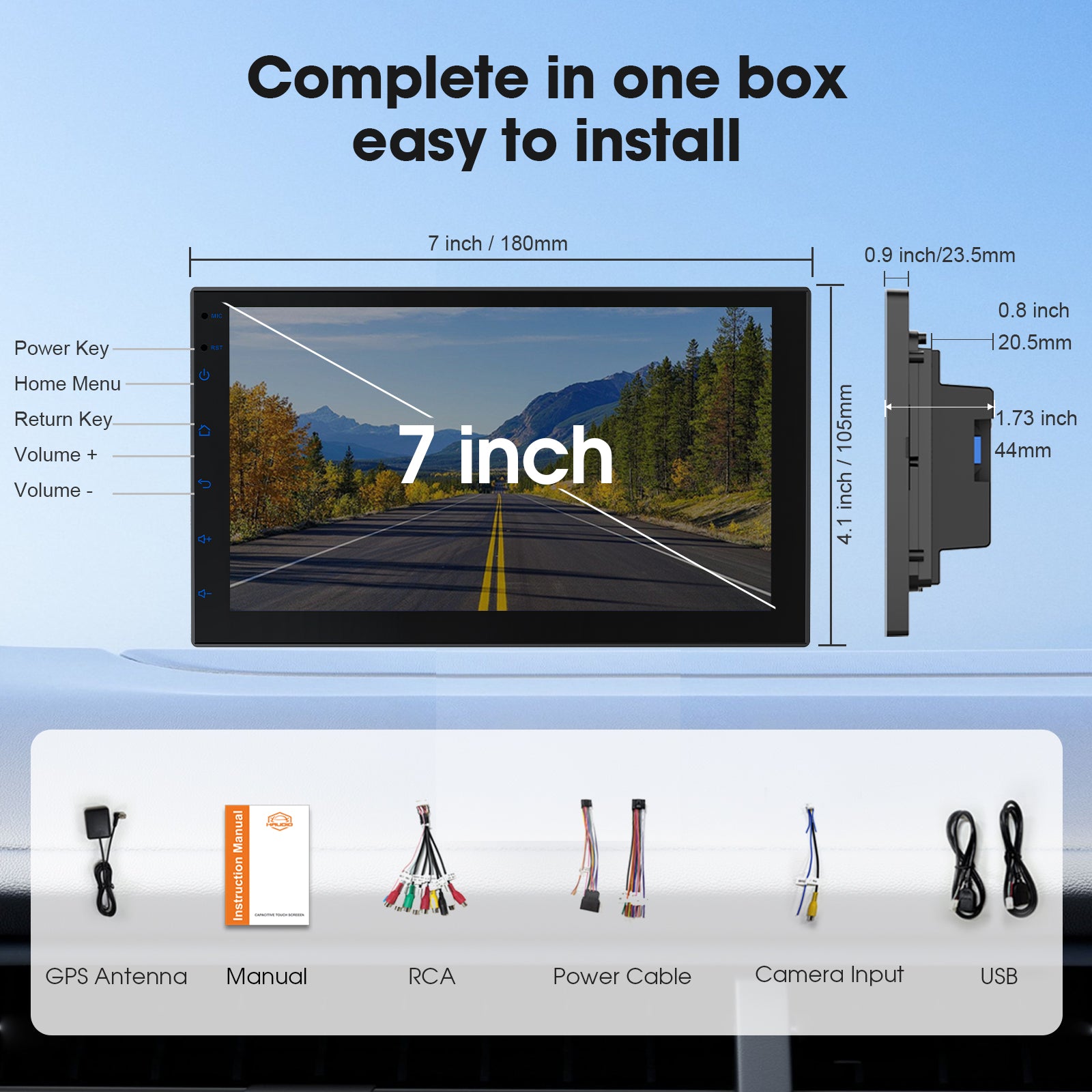 Radio Huadio CVD7621-AJ de 7" con doble DIN para la mayoría de vehículos