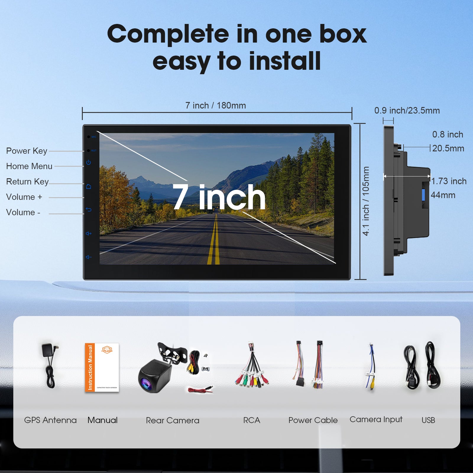 Radio Huadio CVD7621-AJ de 7" con doble DIN para la mayoría de vehículos