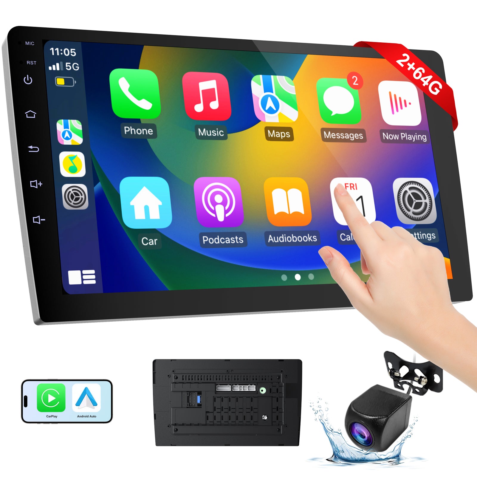 Radio Huadio CVD9661-AJ de 9" con doble DIN para la mayoría de vehículos