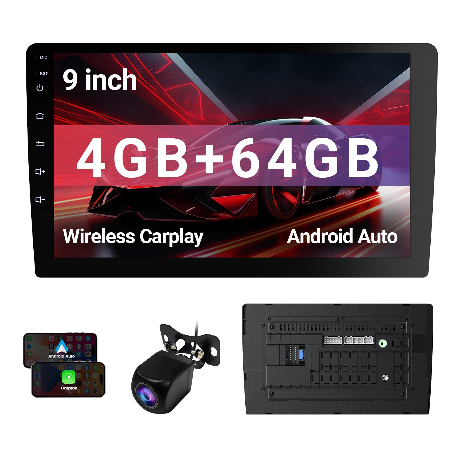 Huadio CVD9943-ZA Estéreo para coche de doble DIN de 9"