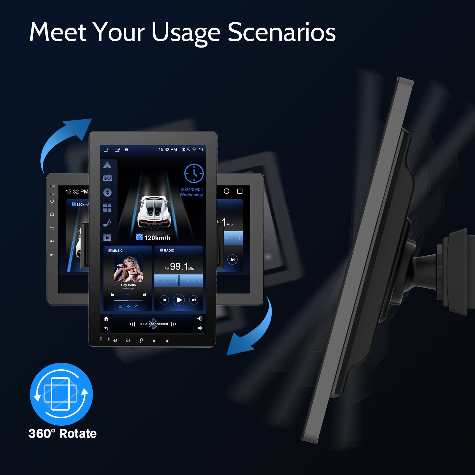 Huadio CVS1520A-AJ Estéreo para coche de un solo DIN de 10,1"