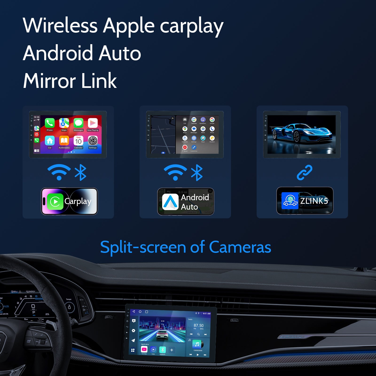 Huadio CVS1520A-AJ Estéreo para coche de un solo DIN de 10,1"