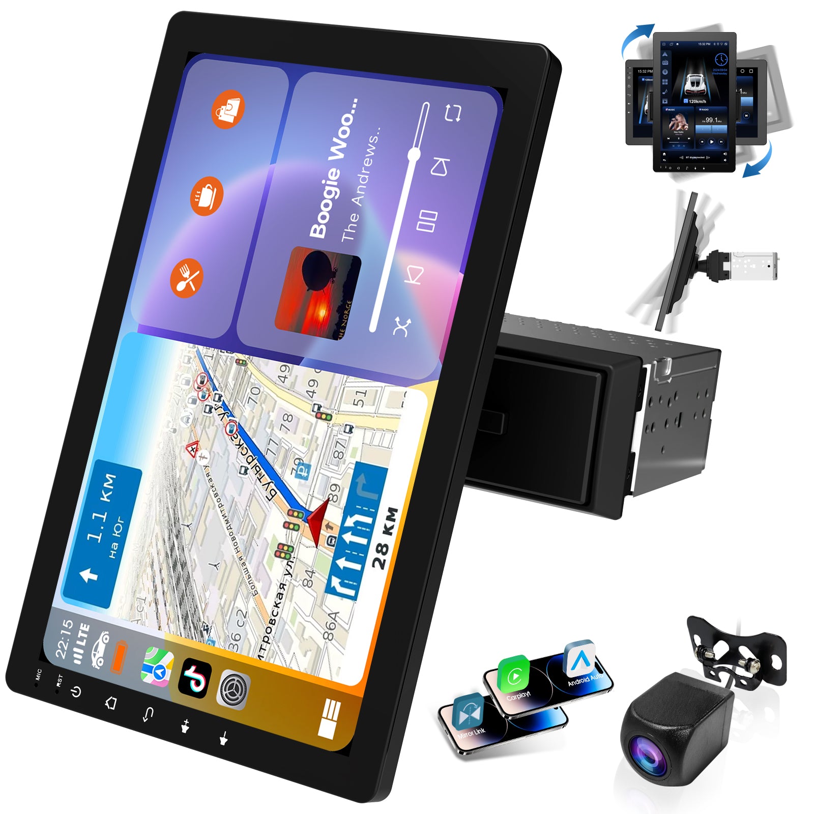 Huadio CVS1520A-AJ Estéreo para coche de un solo DIN de 10,1"