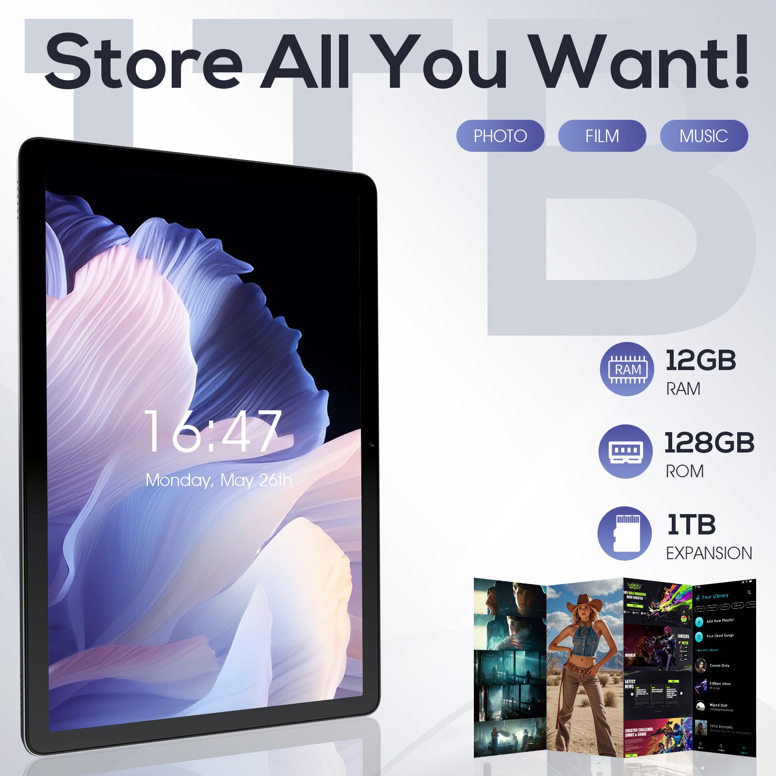 Tableta DigiLand de 10,1 pulgadas HD con procesador de ocho núcleos (12 GB + 128 GB)