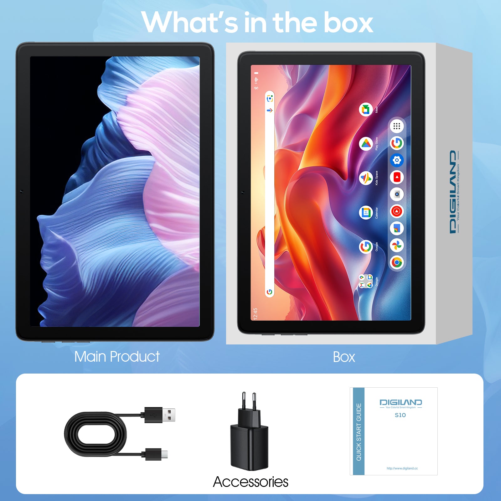 Digiland 10.1-inch Android 14 Tablet - 10GB RAM (64GB + 256GB)