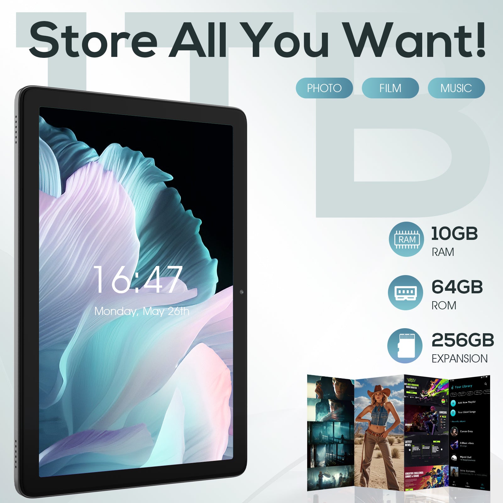 Tableta DigiLand de 10.1" con Android 14 | 10 GB de RAM (4 GB + 6 GB de expansión)