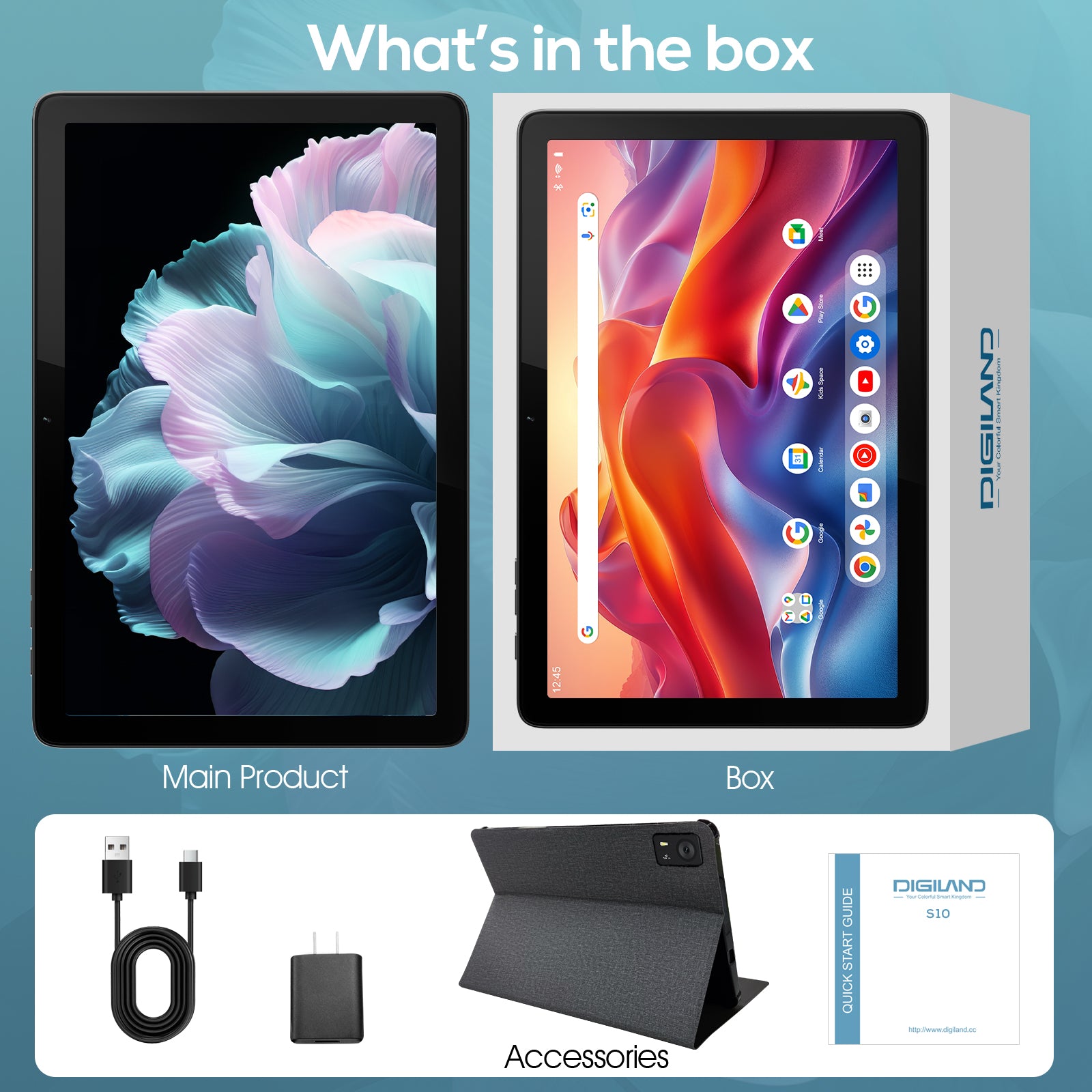 Tableta DigiLand de 10.1" con Android 14 | 10 GB de RAM (4 GB + 6 GB de expansión)