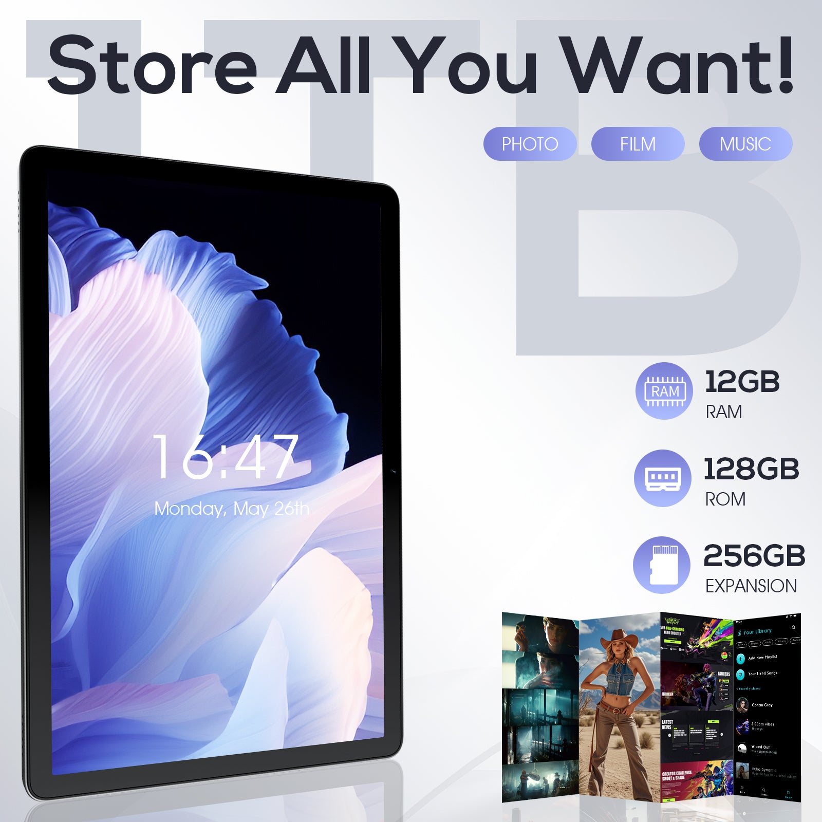 Digliand 11 Inch Android Tablet 12GB RAM 128GB ROM