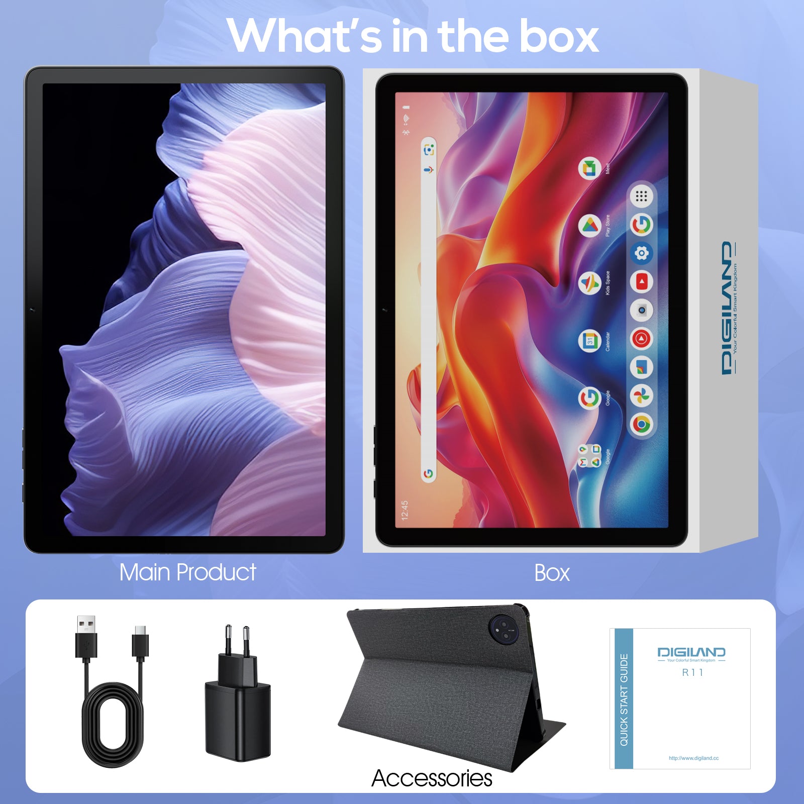 Tableta Android Digliland de 11 pulgadas con 12 GB de RAM y 128 GB de ROM