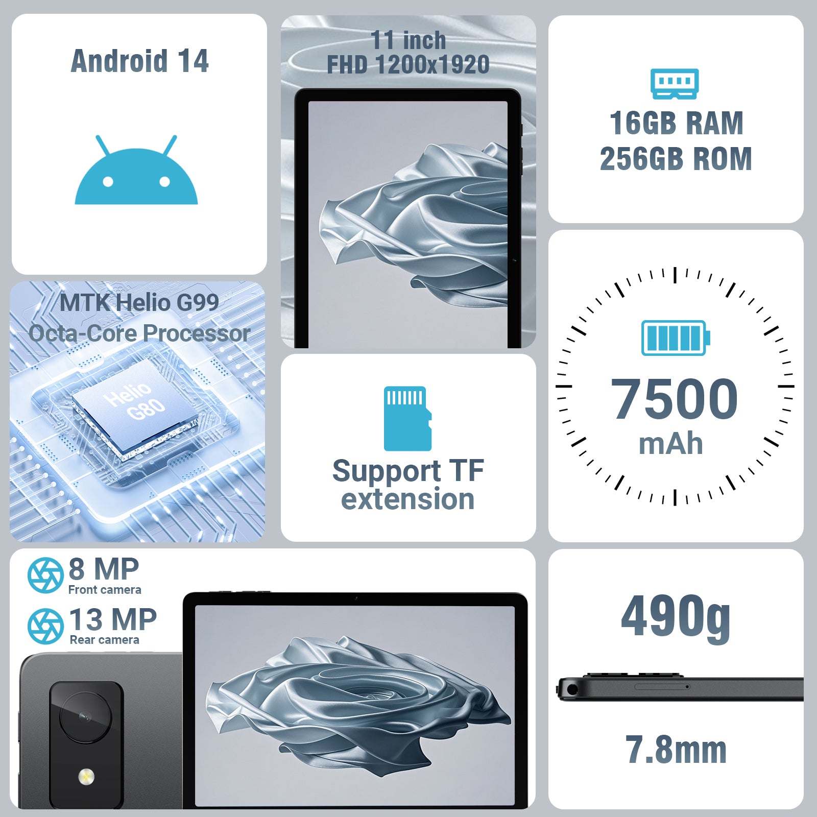 Tableta para juegos Android 14 de 11 pulgadas (8+256 GB) 2025