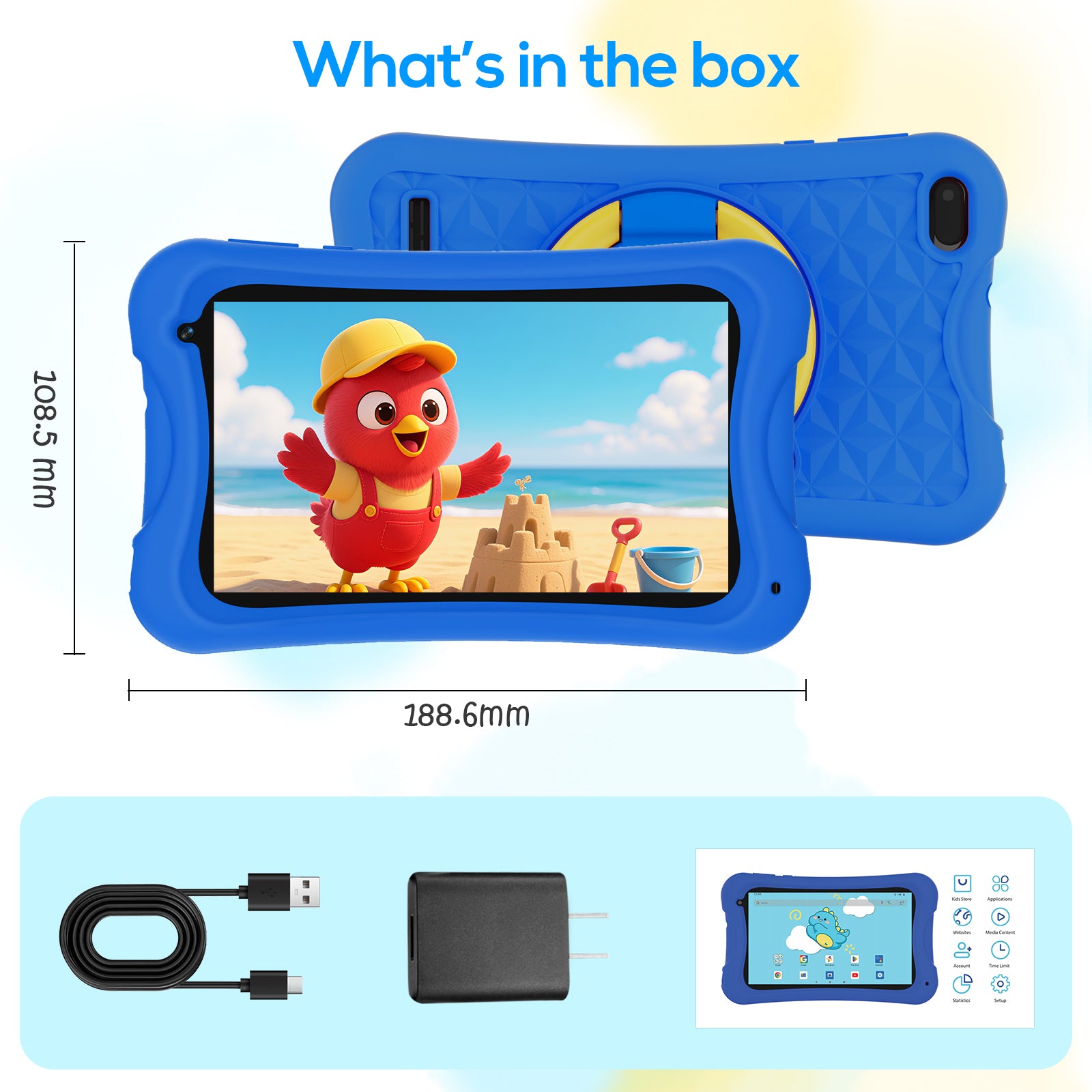 Tableta infantil Android Digliland de 7 pulgadas con cuatro núcleos, 4 GB de RAM y 32 GB de ROM