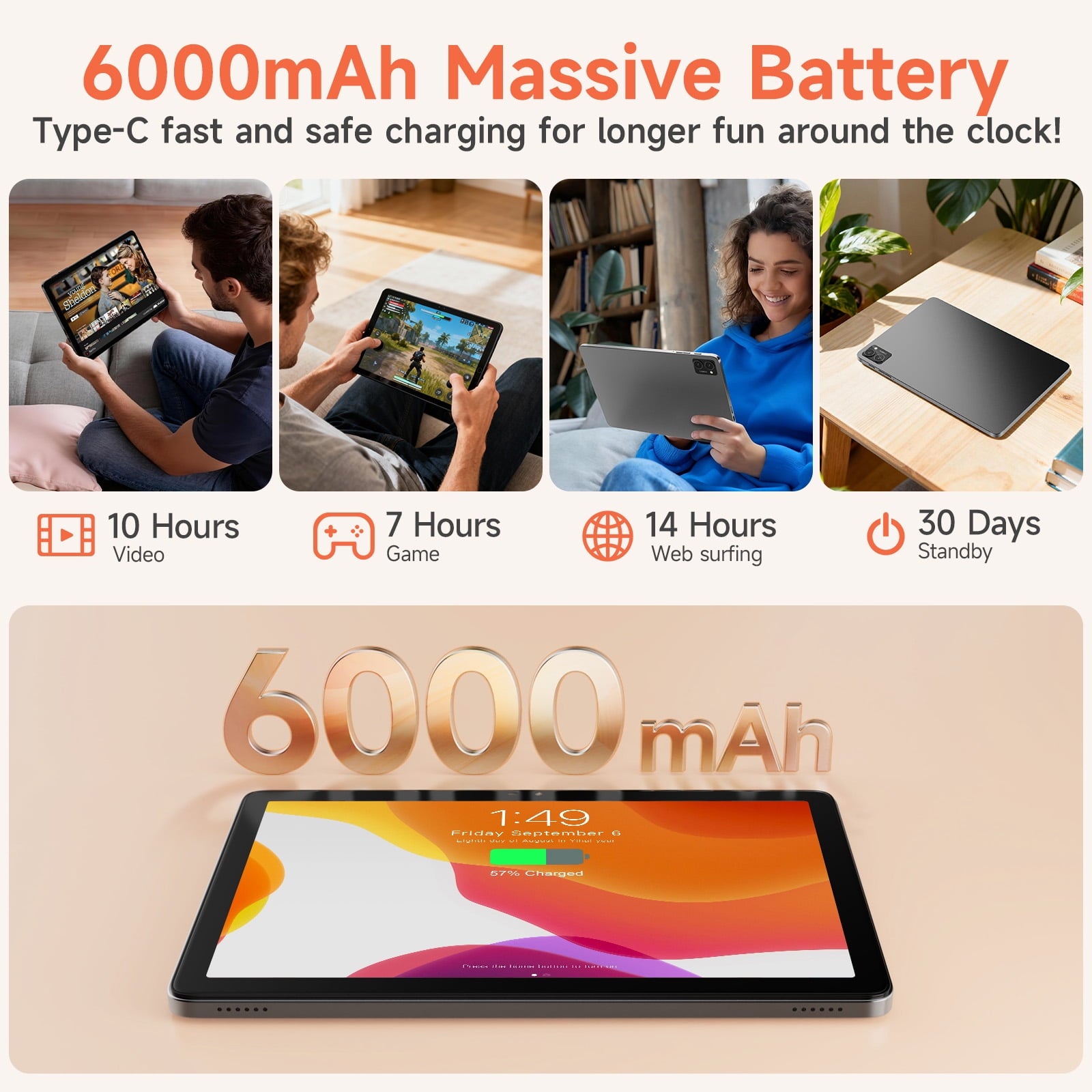 2026 Android 15 Tablet with Octa-Core for Adults,10.1 Inch Tablet with case,10GB RAM 64 GB ROM,HD IPS Touchscreen,6000 mAh,Dual Camera,GMS