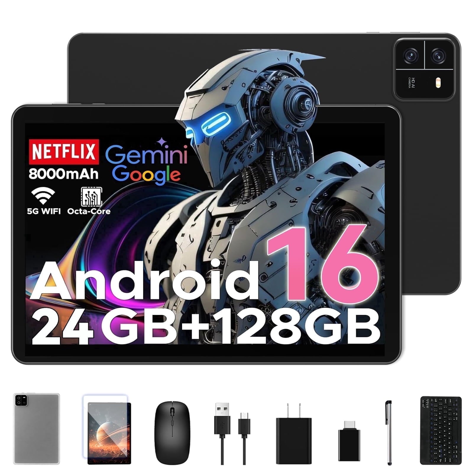 2026 Android 15 Tablet with Octa-Core for Adults,10.1 Inch Tablet with case,10GB RAM 64 GB ROM,HD IPS Touchscreen,6000 mAh,Dual Camera,GMS