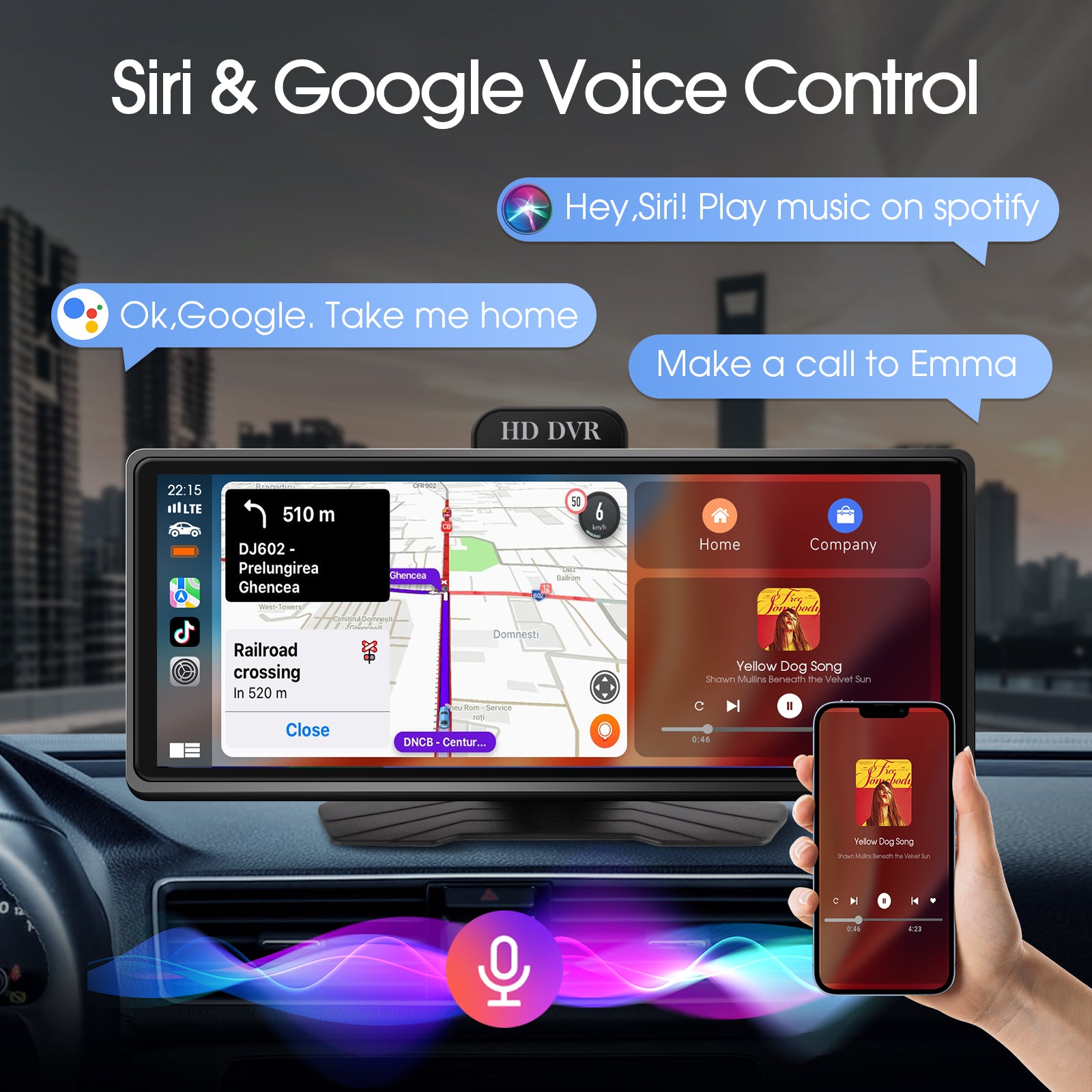 Radio portátil Huadio PND1001-AD de 9,3" para todo tipo de vehículos