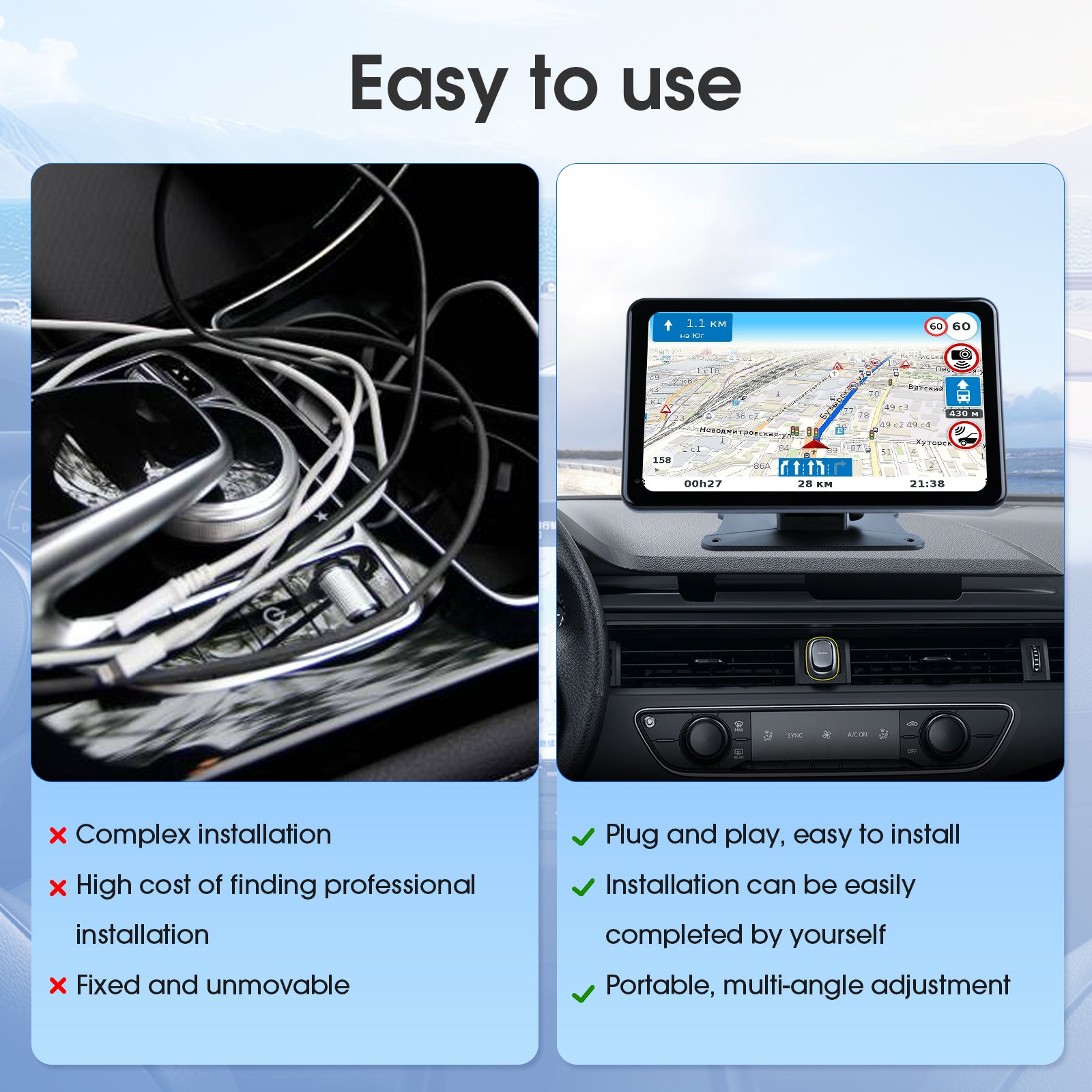 Huadio PND7001-AD Estéreo portátil de 7" para todo tipo de vehículos